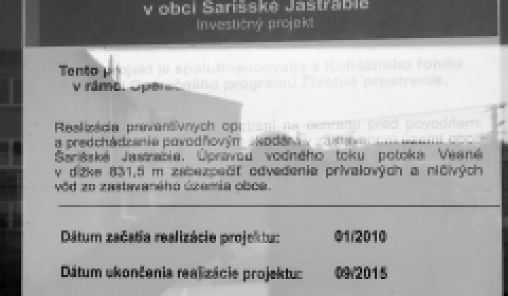 1. fotografia fotogalérie Projekty / Protipovodňová ochrana potoka Vesné v obci Šarišské Jastrabie - foto