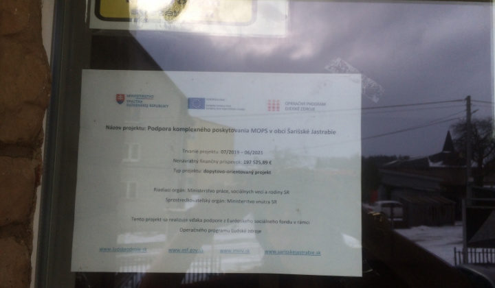 1. fotografia fotogalérie Projekty / Podpora komplexného poskytovania MOPS v obci Šarišské Jastrabie - foto